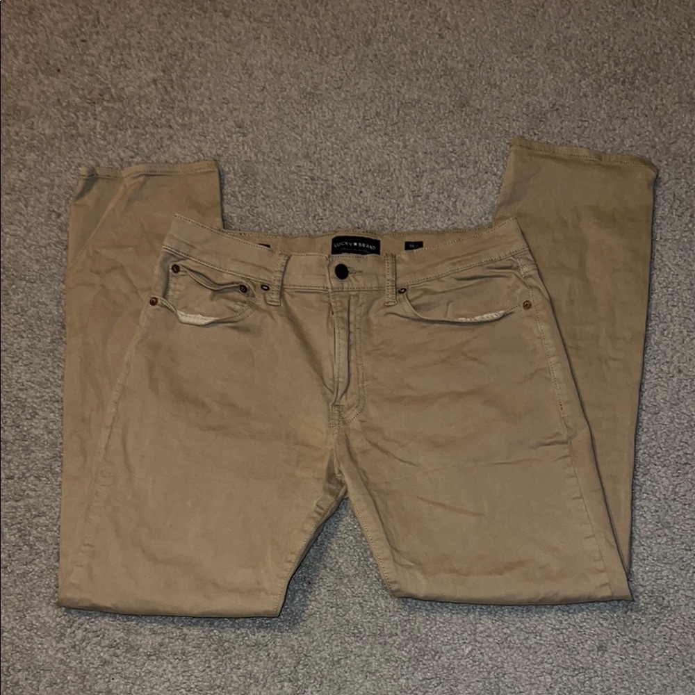 Lucky Brand slim dark kaki jeans. 32/30